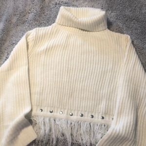 Lulu’s White Sweater with Fringe